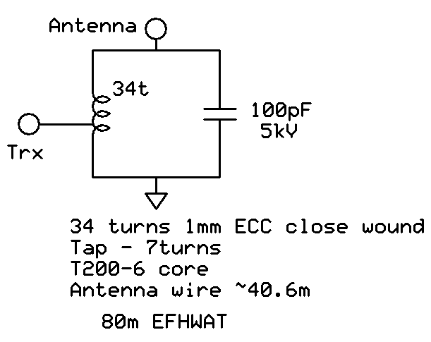80m EFHWT schematic