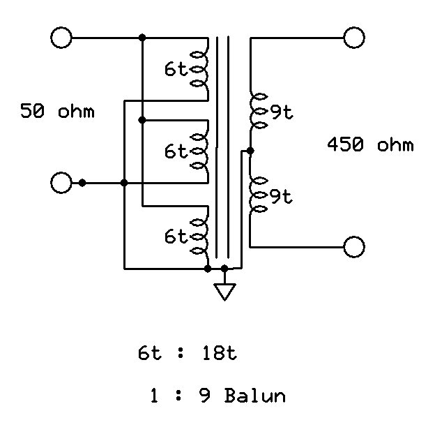 9 to 1 Balun schematic